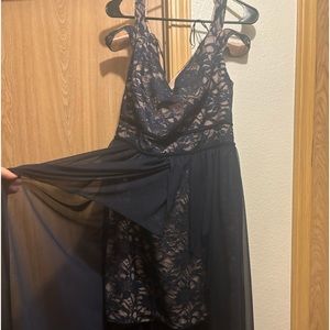 Navy Blue Dress Nude underdress